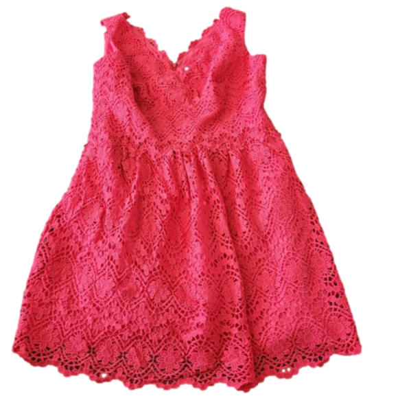 Adrianna Papell Dresses & Skirts - Adrianna Papell Coral Lace V-Neck Sleeveless Dress Size 14W